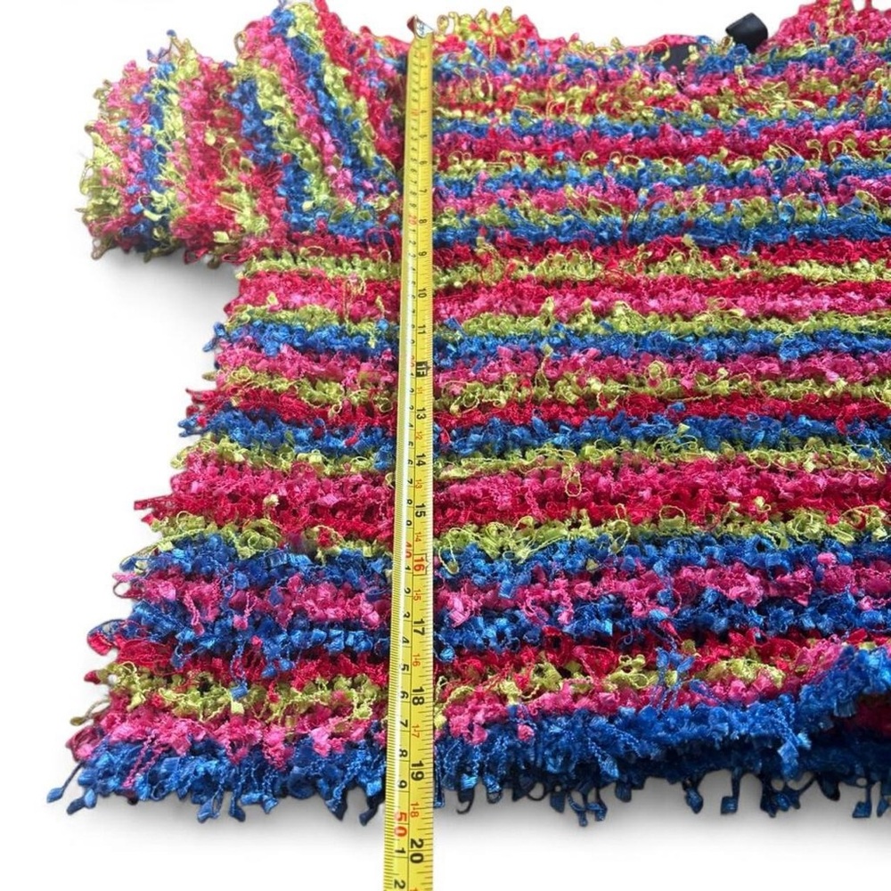 Rare Vintage Michael Simon Confetti Knit short sleeve Top | Size L rainbow knit - Picture 10 of 12